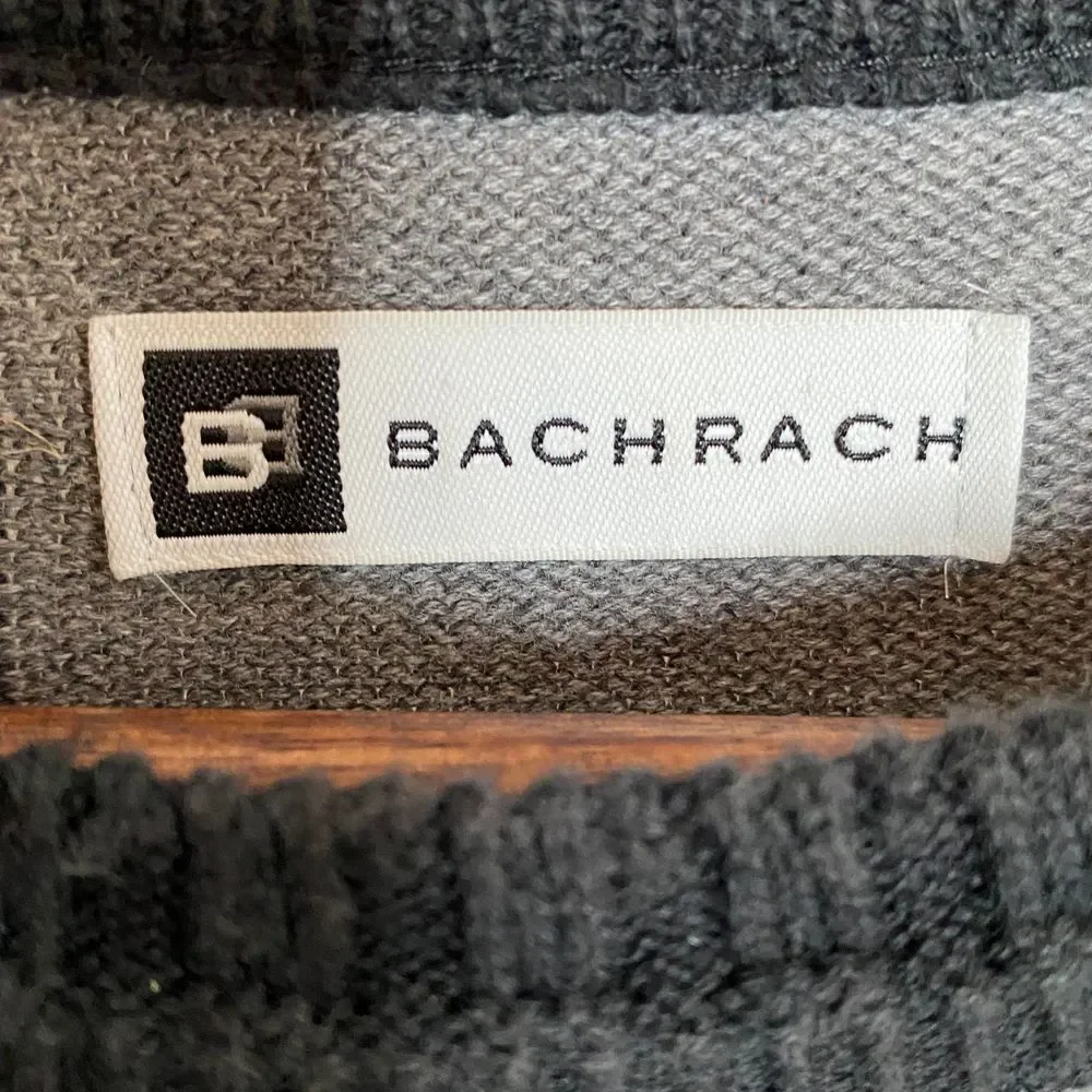 VTG 90s Bachrach Mens Color Block‎ Crew Neck Sweater XL Black Gray Retro Hipster